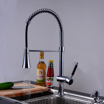 new pull out up& down with sprayer kitchen sink chrome brass deck mounted mixer tap faucet fashion hj-9011 [chrome-kitchen-faucet-1587]