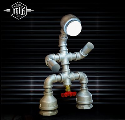 new vintage industrail iron robot water pipe desk lamp personality loft table lamp for cafe bar home lightings luminaria de mesa [desk-amp-table-lamps-2440]
