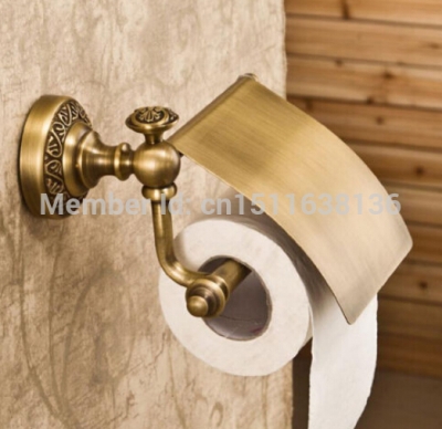 new wall mounted bathroom antique brass carving toilet paper holder with cover [toilet-paper-holder-8115]