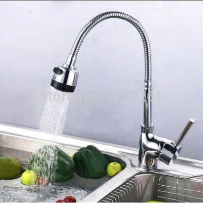 polished chrome single hole kitchen pull out swivel sink faucet mixer tap vanity faucet 408917