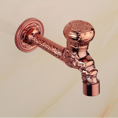 rose golden brass dragon carved extended mop pool taps wall mount single lever cold water sink faucet 8524-e