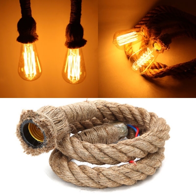 single head/double head vintage rope pendant light lamp loft creative personality industrial for living room ac 90-260v [pendant-light-3464]
