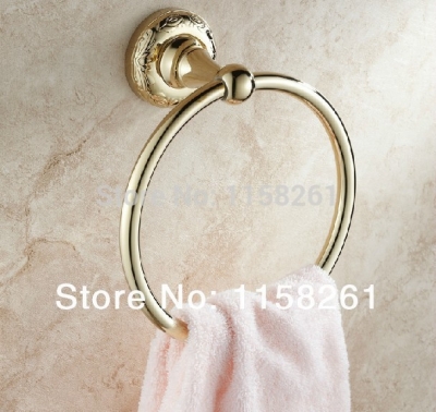 solid brass gold finished round towel ring,bathroom accessories product towel holder,towel rack whole banheiro st-3295 [towel-ring-8498]