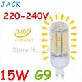 super bright g9 15w led bulbs light 360 angle pure/warm white 69 smd 5050 led corn lamp 220-240v replace 50w halogen lamp