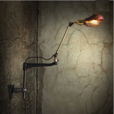 swing arm loft style edison industrial wall lamp antique copper bathroom light vintage wall light fixtures for home lighting