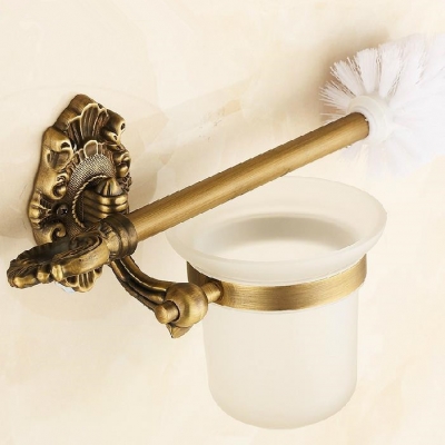 toilet brush holder,solid brass construction base in oil rubbed bronze finish with frosted glass cup,bathroom accessories hc-44f