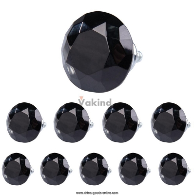 v1nf 10x 40mm diamond shape crystal glass drawer cabinet pull handle knob black [Door knobs|pulls-2025]