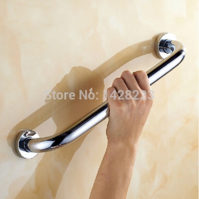 wall mounted chrome brass non-slip bathtub handrail 40cm long bathroom grab bar [bathtub-handrails-999]
