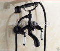 wall oil-rubbed bronze retro style telephone style bathtub faucet sets wall mounted ceramic handles bath tub mixer taps