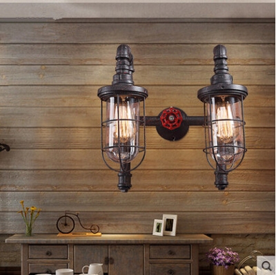 water pipe loft style wall lamp industrail vintage edison bedside light fixtures for bar cafe indoor lighting home lighting
