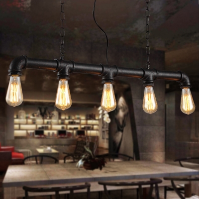 water pipe steampunk vintage pendant lights for dining room bar rust red home decoration american industrial loft pendant lamp [loft-pendant-light-7466]