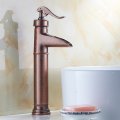 whole and retail single handle waterfall bathroom basin sink faucet red antique brass mixer tap h668a