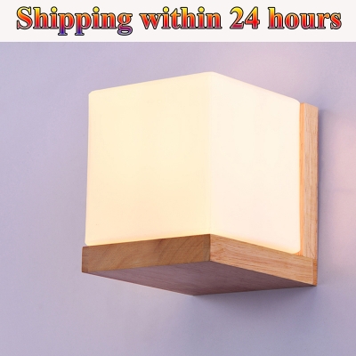 wood wall lamp bosco modern wall light fixtures e27 220v for decor luminaire home lighting glass lampshade lamparas de pared luz [wall-lamps-2983]