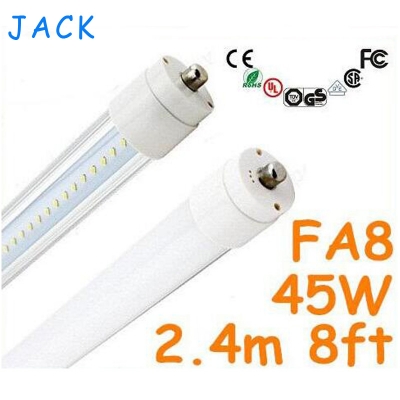 x25 fa8 single pin led tube 2.4m 4200lm 45w smd 2835 led fluorescent light tube t8 2400mm 8ft fa8 smd2835 192 led ac85-265v