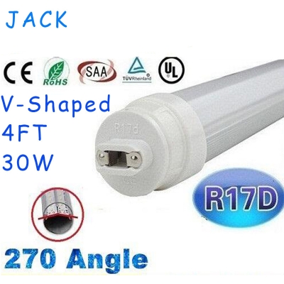 x25 super bright 30w 4ft cooler led tube smd 2835 t8 rotating r17d led fluorescent tubes lamp v-shaped 240 angel ac 85-265v [led-r17d-tube-409]