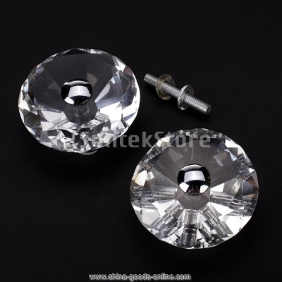 1 pair diamond shape crystal glass door cabinet knob pull [Door knobs|pulls-2910]