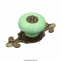 1 pair green ceramic door drawer cupboard handle pull knobs bronze zine alloy base b2c shop