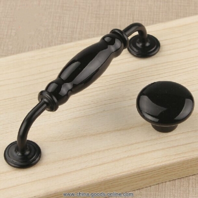 128mm kichen cabinet handles pulls black ceramic dresser cupbord wardrobe furniture hardware handles pulls knobs tc170b 5" [Door knobs|pulls-1014]