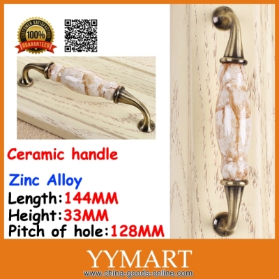 128mm zinc alloy marble ceramic handle cabinet knobs cupboard door pulls hardware furniture drawer qd9001