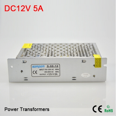 1pcs 60w switching power supply driver ac100v - 265v to dc 12v 5a lighting transformers for led strip light power adapter