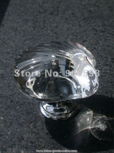 20pcs/lot shell cartoon clear crystal knob on a chrome brass base