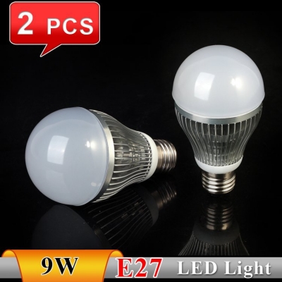 2pcs/lots led lamp light bulb e27 9w 220v/110v 810lm warm white/white lamps for home [led-bulb-4511]
