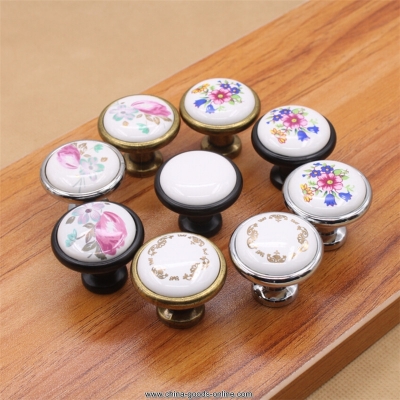 32mm*25mm countryside white ceramic knobs and pulls kitchen cabinet dresser drawer handles furniture ceramic knobs