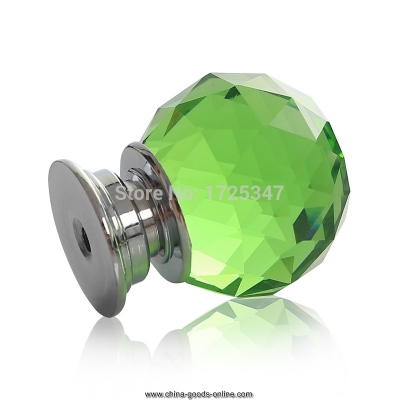 5x30mm crystal glass sparkle green door cabinet drawer kitchen handle knob screw [Door knobs|pulls-2036]