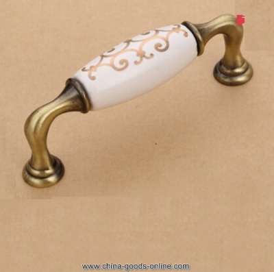 6249-qj 96mm 3.78" ceramic flower wardrobe cupboard knob drawer door pulls handles