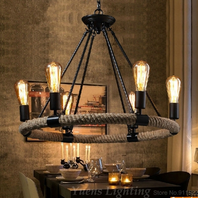 american country restaurant pendant lamp retro wrought iron twine droplight ysld97-6