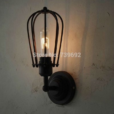 american fashion vintage diy handmade creative cage wall lights retro rustic country wall lamp antique iron mounted lamps [iron-wall-lamps-4791]