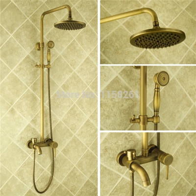 antique brass finish bathroom rainfall with spray shower durable solid brass construction faucet set shower power zly-6802
