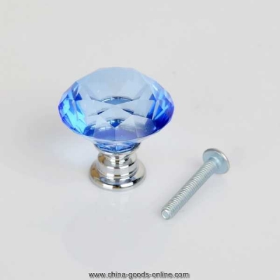 blue furniture handles with crystals cupboard drawer pull crystal glass cabinet knobs furniture handles + screw [Door knobs|pulls-2553]