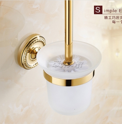 brass golden toilet brush holder,toilet accessory [antique-golden-accessory-599]