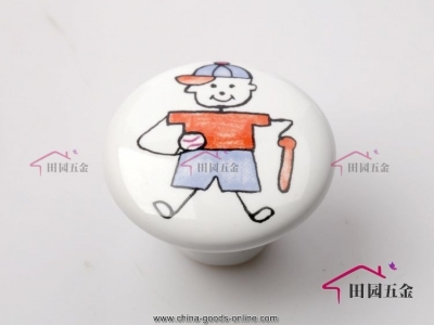 cartoon cute handle boy and baseball door cabinet drawer ceramic knob pulls mbs038-4 [Door knobs|pulls-2505]