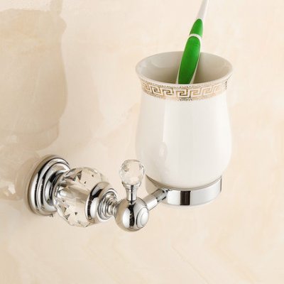 crystal chrome brass wall-mounted bathroom accessories single cup holders cup & tumbler holders hk-321l