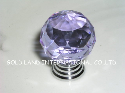 d30mm purple crystal cabinet knobs/wardrobe handle best quality/test-selling glass crystal cabinet knob