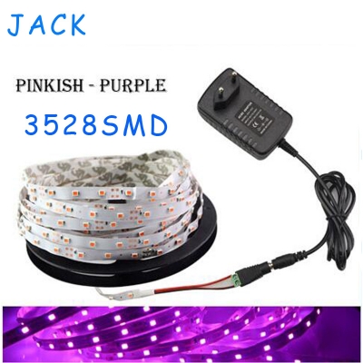 dc 12v 5m/roll 3528 smd non waterproof pink 300 led flexible strip string light ribbon tape lamp + 2a power supply adapter 10set [3528-smd-series-445]