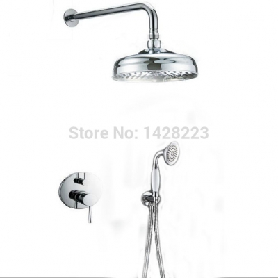 double function wall mounted shower faucet set with handheld shower chrome finished single handle