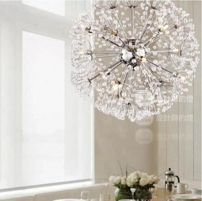 droplight 47cm european luxury creative dandelion led crystal chandeliers modern minimalist k9 crystal light [pendant-lamp-442]