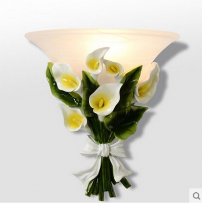 european nature resin calla led wall lamp decorative flowers wall sconce fixtures for balcony aisle bedside light home lighting