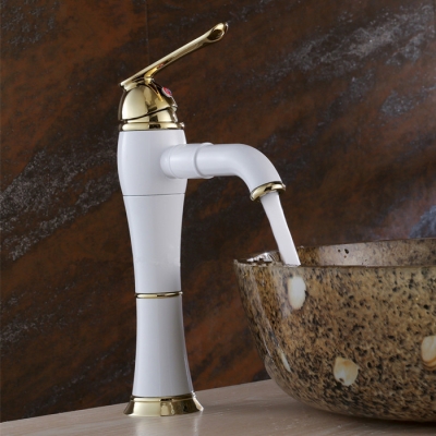 european white and gold copper faucet bathroom basin faucet 360 rotation mixing water faucet lx-2113 [golden-bathroom-faucet-3428]