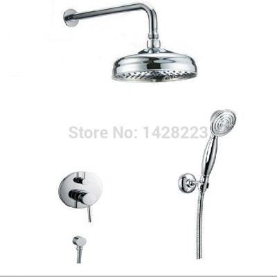 fashion wall mounted brass rainfall shower faucet set chrome finished handheld shower mixer tap [chrome-1646]