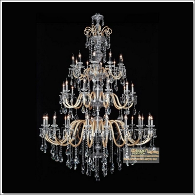 large crystal chandelier glass chandelier lights lighting in 3 tiers with 40 arms for el, lobby, project