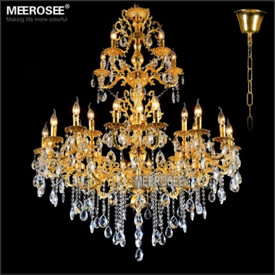 luxurious gold large crystal chandelier lamp crystal lustre light fixture 3 tiers 29 arms el lamp md3134 d1120mm h1400mm [crystal-chandelier-zinc-alloy-2339]