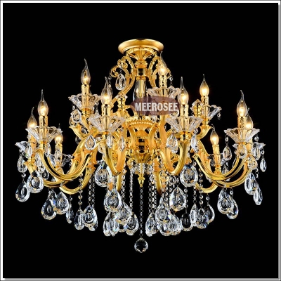 luxurious golden chandelier crystal light fixture lustre crystal lamp fitting suspension light with k9 crystal md88008 [crystal-chandelier-zinc-alloy-2338]