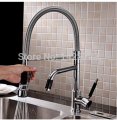 luxury and cold water dual spout kitchen mixer taps deck mounted swivel spout kitchen faucet
