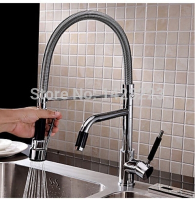 luxury and cold water dual spout kitchen mixer taps deck mounted swivel spout kitchen faucet [chrome-1467]