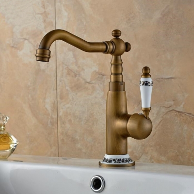 luxury deck mounted and cold water countertop bathroom basin sink faucet single ceramic handle basin mixer taps al-92123f [antique-bathroom-faucet-423]