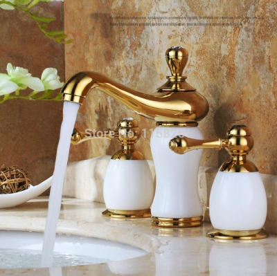 luxury torneira vintage brass &cold marble vintage wash basin copper gold faucets/bathroom mixer tap e-72 [3-pcs-basin-faucet-95]